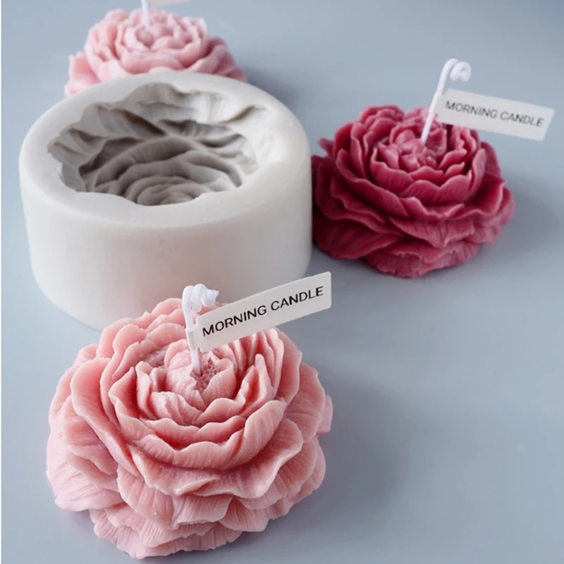 Aromatherapy Candle Mold Handcrafted Diy Aromatherapy Candle Silicone Mold Large Peony Handmade Soap Model Resin Plaster