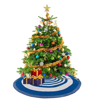 

48 Inch Christmas Tree Skirt Stripe Ornament Carpet Floor Mat Base Cover Decor 57BB