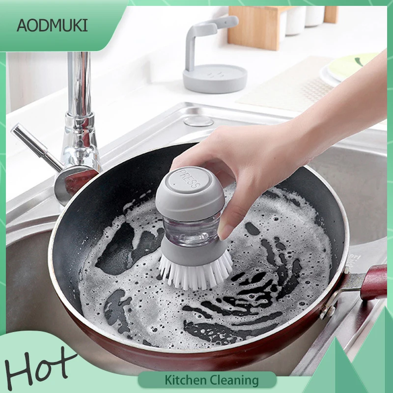 

Home Kitchen Accessories Cleaning Brushes Dish Cleaning Supplies Washing Tool Refillable Soap Dispenser Pans Cups Bowl Scrubber