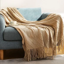 Manta de punto de Color sólido con relieve, manta decorativa nórdica para sofá, cama, gruesa