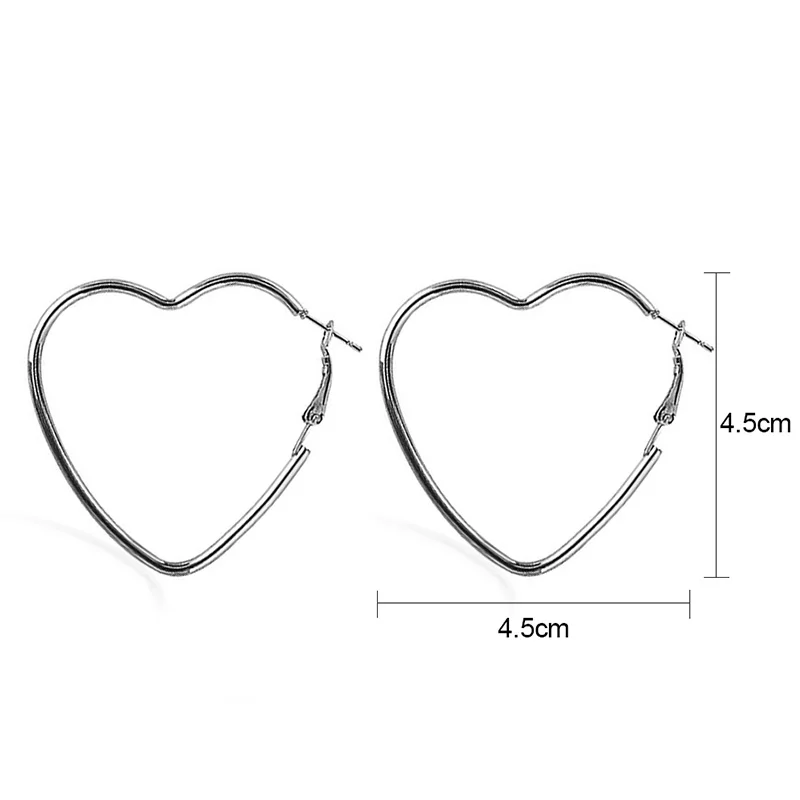 Hollow Heart Big Hoop Earrings for Women Punk Personality Clip On Earrings Metal Star Girls Fashion Ear Jewelry pendientes