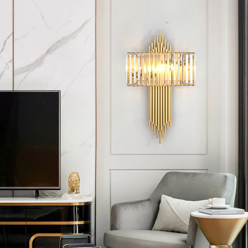 Modern Crystal Golden Wall Light 4 Modern Crystal Golden Wall Light 4