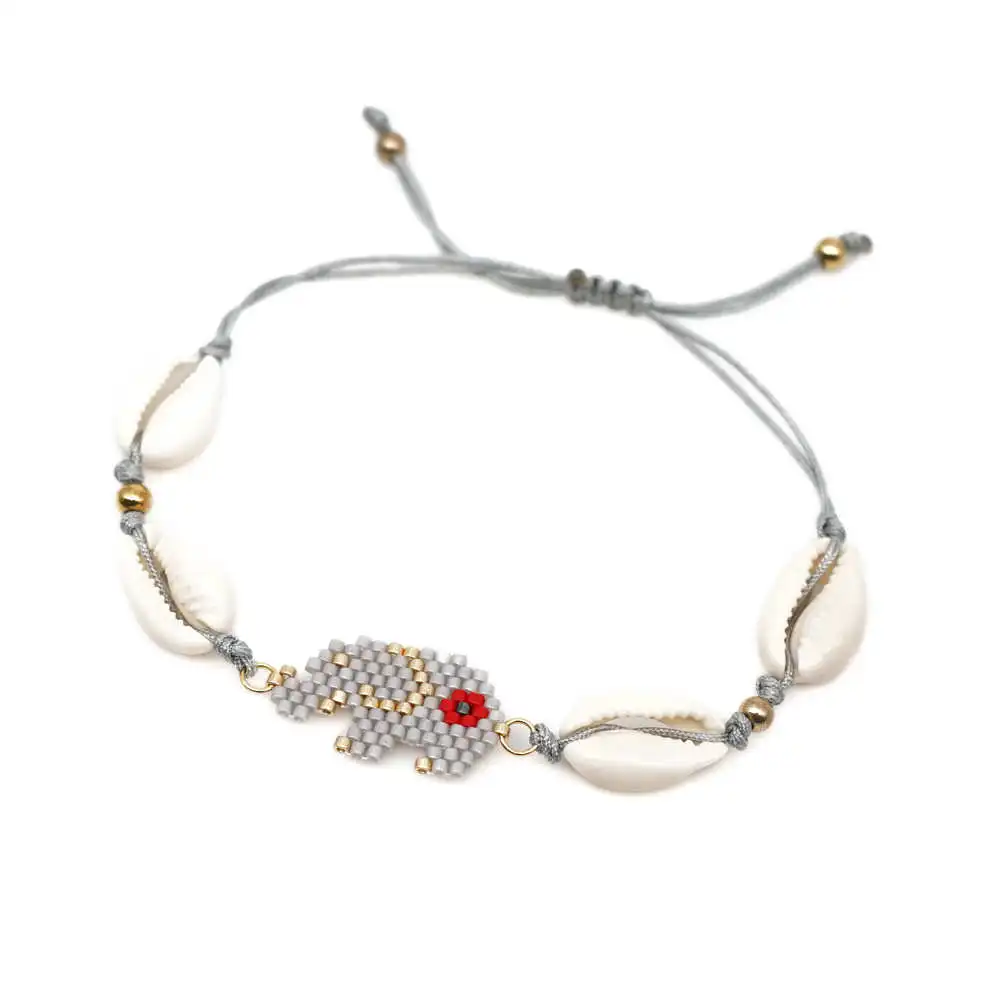 Go2boho браслет в виде ракушки для женщин слон Pulseras Mujer Boho Delica Perles MIYUKI ювелирные изделия серые детские браслеты с животными тканые