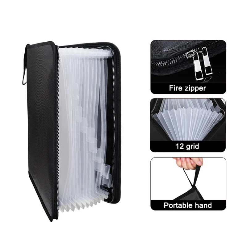 Fireproof Document Bag 12 Pockets Waterproof Fire Resistant Safe Envelope for Cash Passport ING-SHIPPING | Канцтовары для офиса и