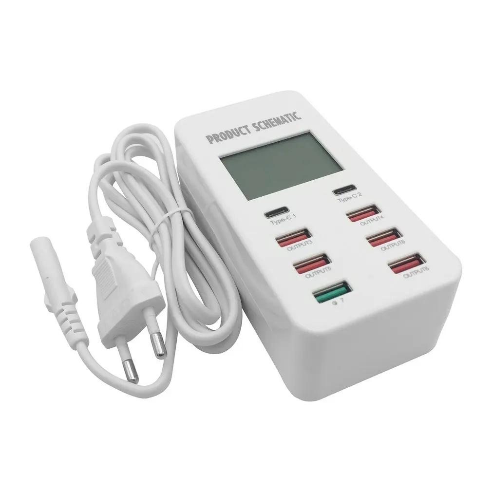 Multiple 8 USB Ports Desktop Fast Charger Station Wall Home Adapter Auto Detect with LCD Screen Display Smart | Мобильные телефоны