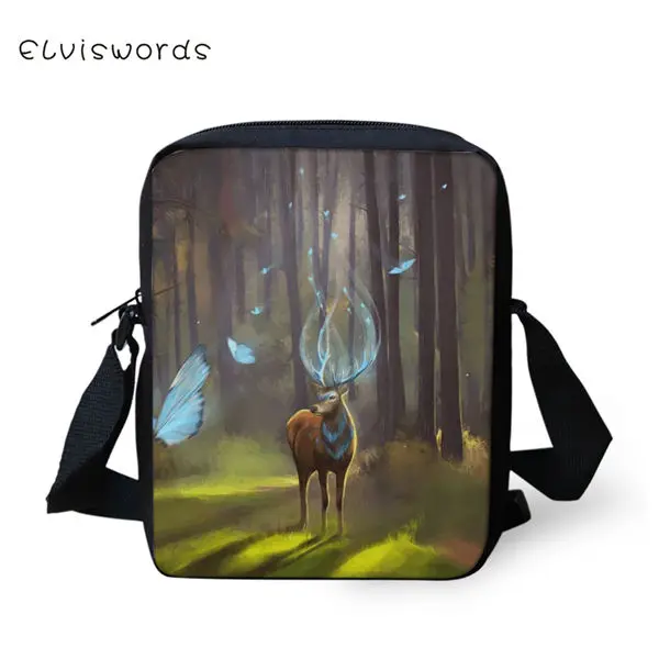 CDWX3864E ELVISWORDS/модные женские сумки-мессенджеры, фантазийные сумки с оленем для девочек, сумки через плечо, Kawaii, дизайн с животными, мини-закрылки для девочек, кошелек - Цвет: CDWX3864E