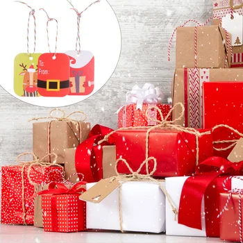

100pcs Christmas Santa Claus Paper Tag Colored Painting Tags Christmas Tags