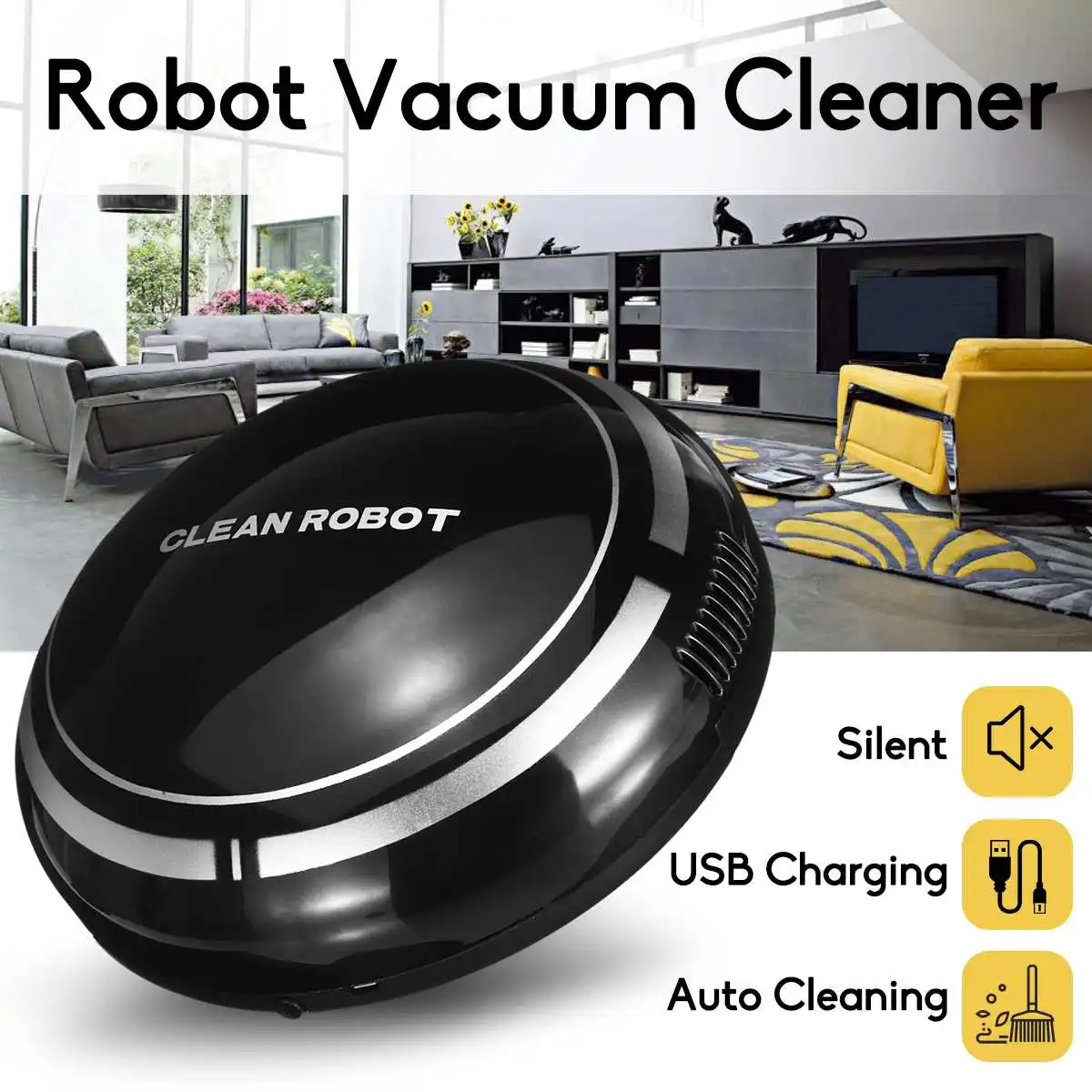 Rechargeable Automatic Smart Robot Vacuum Cleaner Floor Edge Dust Mop Sweeping 