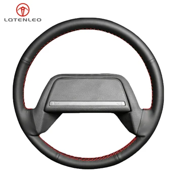 

LQTENLEO Black Artificial Leather Hand-stitched Car Steering Wheel Cover For Lada 2114 2001-2013 2108 1998-2005 2115 1998-2012