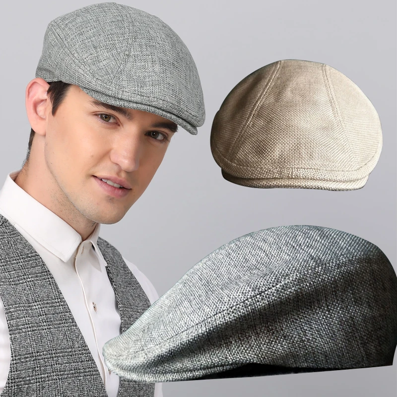 beret mens hat Men's Cap Classic Vintage Breathable Beret Hat for Men Visor French Artist Beanies Designer Cotton and Lined British Berets Hat mens knit beret