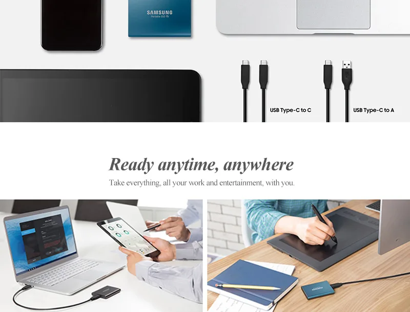 SAMSUNG External Portable SSD T5 USB3.1 500GB 1TB 2TB Hard Drive External Solid State Drives HDD for Desktop Laptop