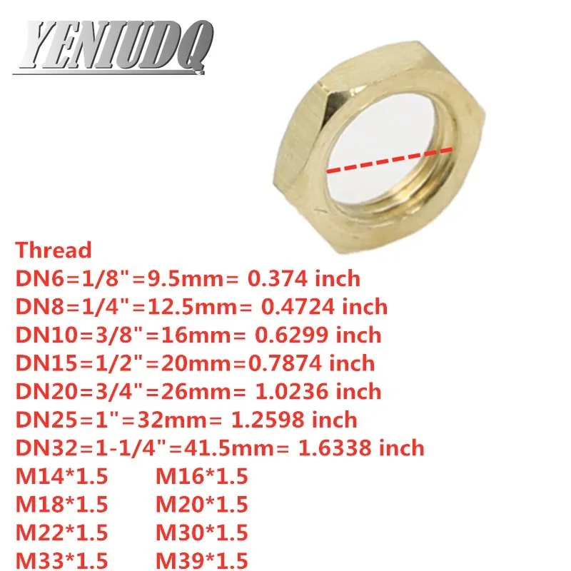 Hose Pipe Fitting Pipe Fitting Water Pipe Fitting 5pcs Copper Hex Lock Nuts Pipe Fitting 1/8" 1/4" 3/8" 1/2" 3/4 Female Thread Hexagonal shank cap
