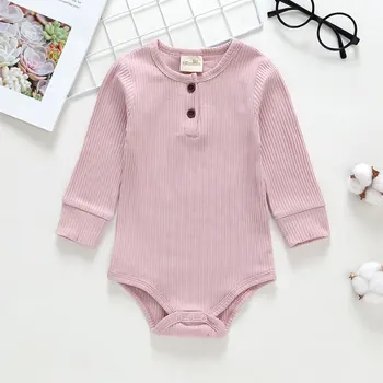 

High Quality Newborn Baby Romper Clothing Ribbed Infant Baby Long Sleeve Bodysuit Casual Kids Jumpsuit Outfits Clothes A0159