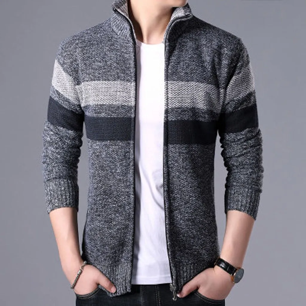 JAYCOSIN Fashion Daily Hot Men's Autumn Winter Zipper Sportswear Patchwork Jacket Long Sleeve Coat#LC 10 Dropshipping Hot