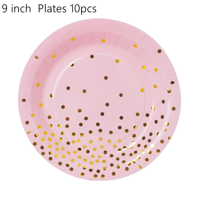 10pc 9 inch plate 10 шт. розовый костюм в крупный горошек бумажный стаканчик, тарелка для шляп, одноразовая посуда для дня рождения, вечеринки, свадьбы, декоративные принадлежности - Цвет: 10pc 9 inch plate