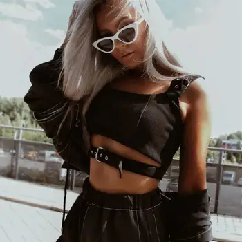 

Sexy Short Crop Tops Camis crop tops Diablo Hollow Cropped Camisole tunic bra-tops night club lace outerwear F1259