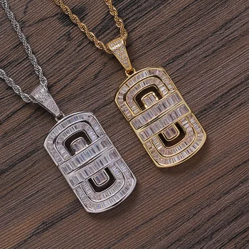

Hip Hop Micro Paved AAA+ Cubic Zirconia Bling Iced Out Geometric Square Pendants Necklaces for Men Rapper Jewelry Drop Shipping