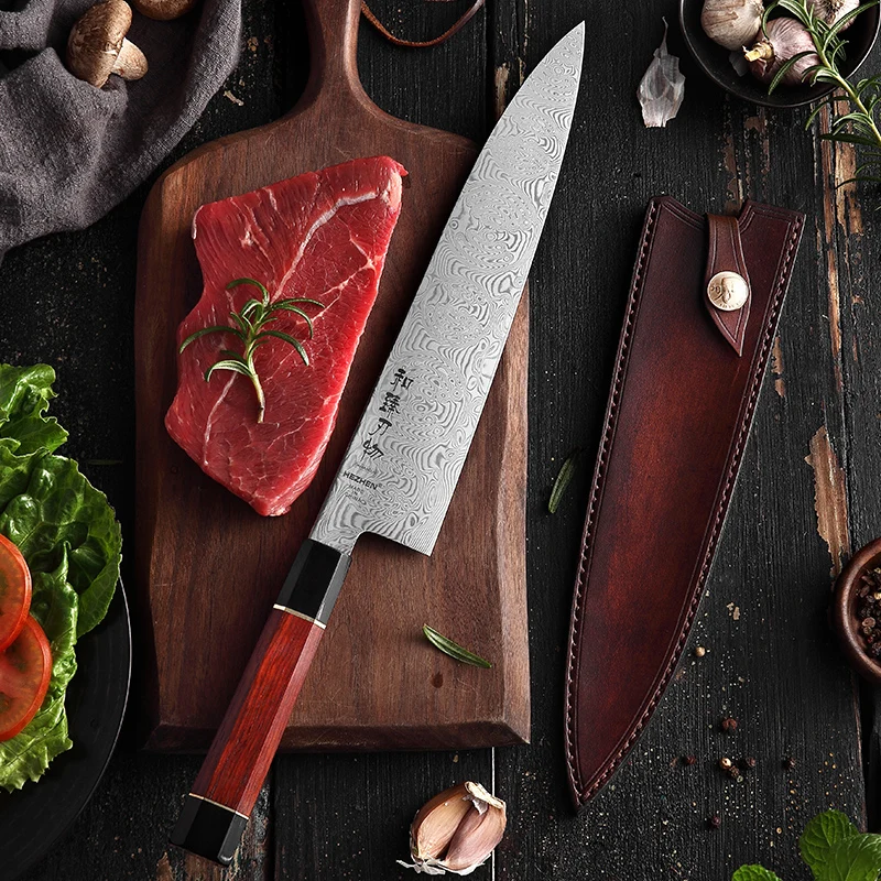 HEZHEN 240 мм Gyuto нож 110 слоев Дамасская сталь 15 градусов по бокам Острый кухонный шеф