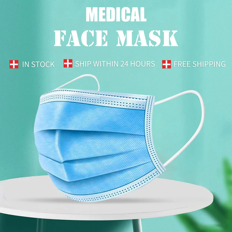 

Medical Mask Disposable Face Mask 3 Layers Protective Breathable Anti Pollution Safe Mask