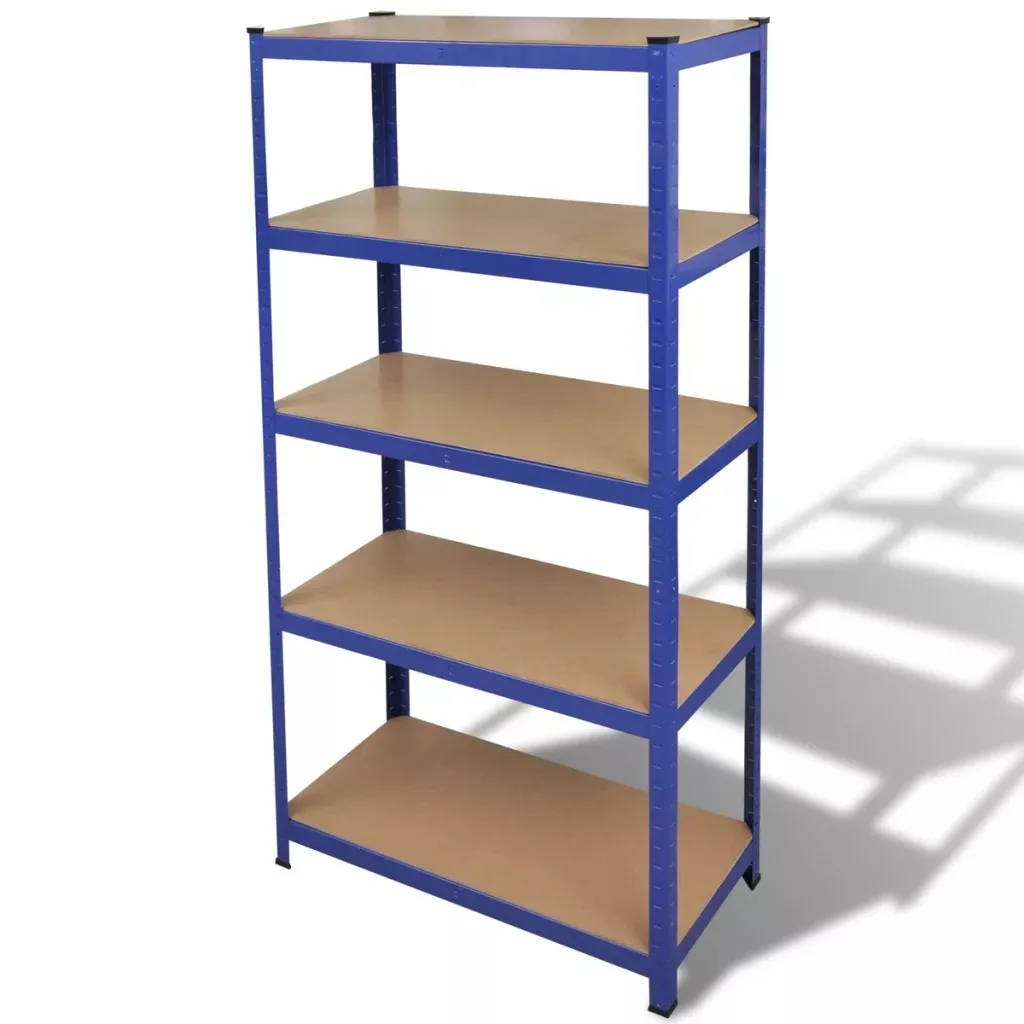 

VidaXL Storage Shelf Garage Storage Organizer Blue Shelf Heavy Duty Black Storage Shelving Rack