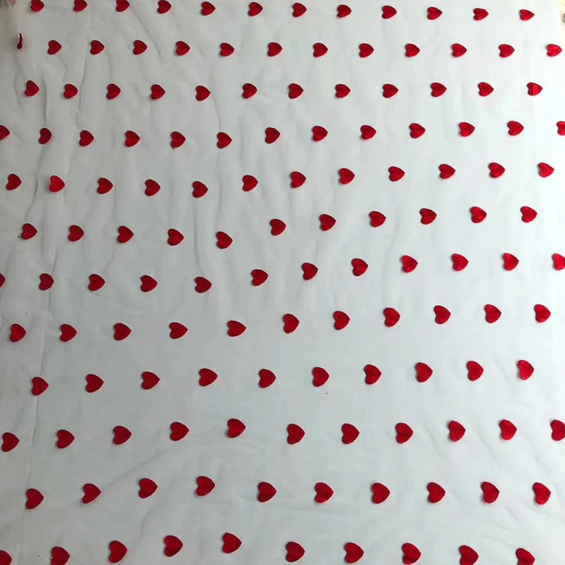 GLace 1Y/лот Красное сердце вышивка кружево сетчатая ткань для шитья ткань для платья юбка аксессуары украшение дома TX1478