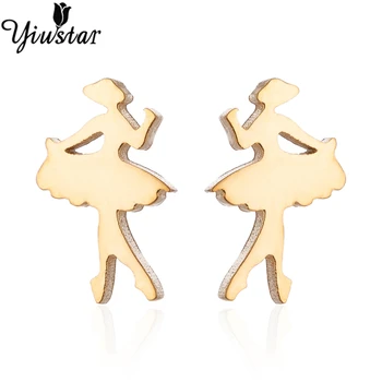 

Yiustar Dance Stud Earring Gold Color Stainless Steel Earrings for Women Exquisite Simple Earring Wedding Party Bijoux Gifts