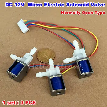 

1set 3pcs DC 12V 1-Way 2-Position Normally Open Micro Electric Solenoid Valve Air Gas Pump