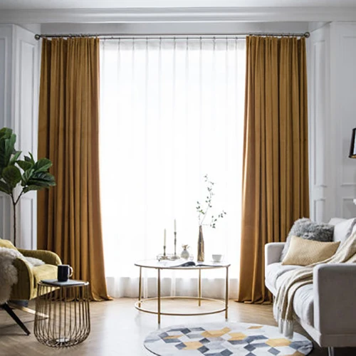 ENHAO плотные бархатные затемненные шторы с высоким затенением для гостиной Роскошные плотные оконные шторы для занавески в спальню на заказ - Цвет: yellow