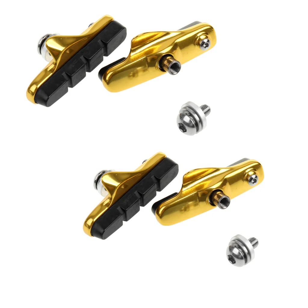 4Pcs Road Bike BRAKE BLOCKS Pads Shoes Fixed Gear Bicycle Rubber Holder 55mm