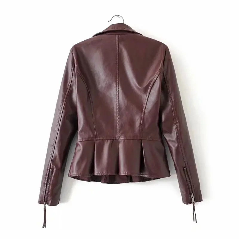 Спринт гофрированная Черная куртка из искусственной кожи женское зимнее пальто панк Рок молния мотоциклетное пальто уличная одежда с длинным рукавом байкерская куртка