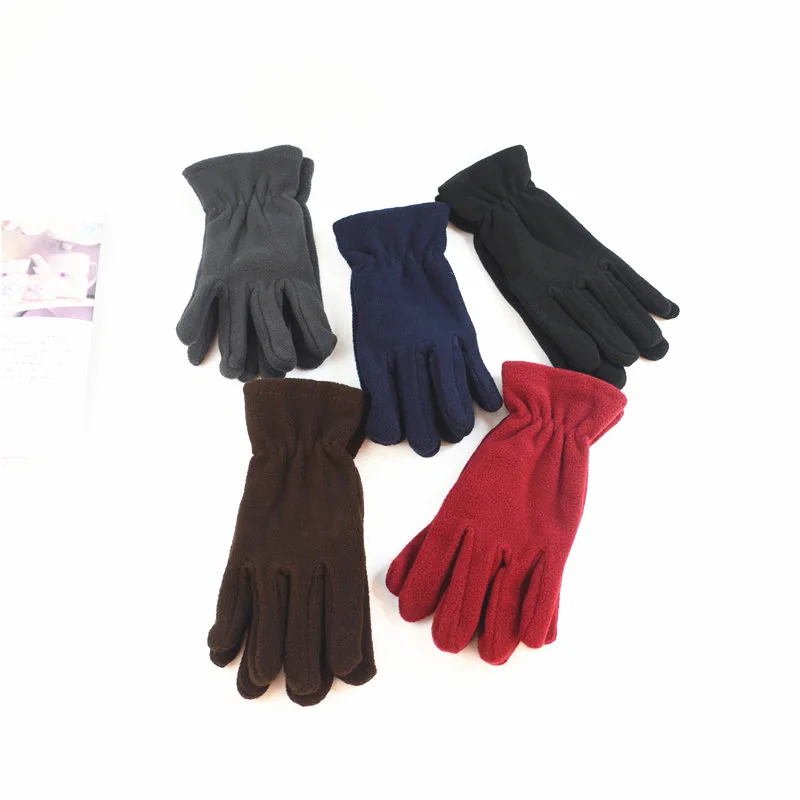 1 Pair Unisex Glover Solid Color Winter Warm Velvet Five Finger Gloves Outdoor Riding Warm Mittens Wrist Red Black Gray Gloves