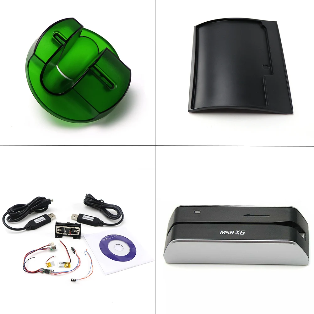 

MSR009 Magnetic Card Reader with 3mm Head MSRX6 Magstripe Reader Writer Green Bezel Black Panel