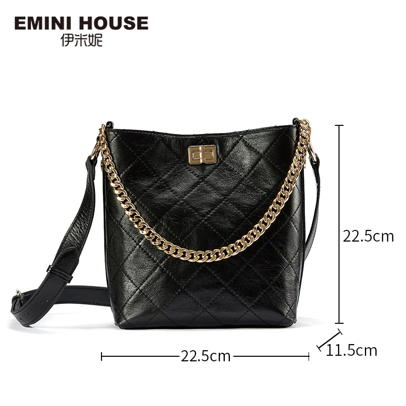 EMINI HOUSE, масло, воск, Алмазная решетка, сумка-мешок, натуральная кожа, широкий ремень, сумка на плечо, роскошные сумки, женские сумки, дизайнерские
