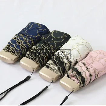 

10pcs Mini Women Umbrella Sun Black Coating Sunscreen Anti UV Five Folding Umbrellas Parasol Ultra Light Pocket Lace Umbrella