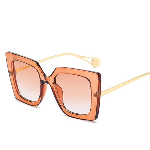 New Square Sunglasses Women Luxury Brand Designer Sun Glasses Vintage Shades For Woman Sunglass Ladies Flowers Sunglases - Lenses Color: C2 tea tea