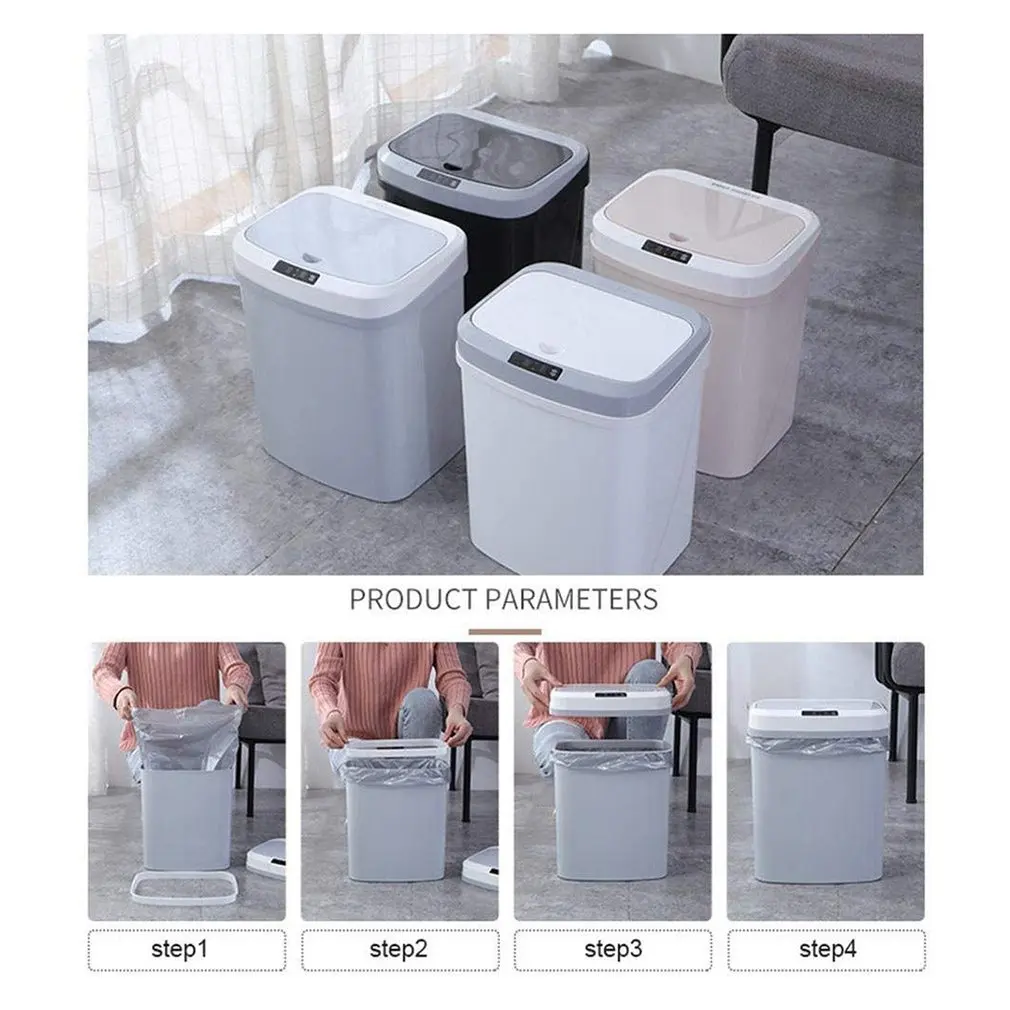 Automatic Trash Can Usb And Battery Operated Plastic Infrared Motion Touchless Smart Sensor Trash Can Odor Filter Deodorizer