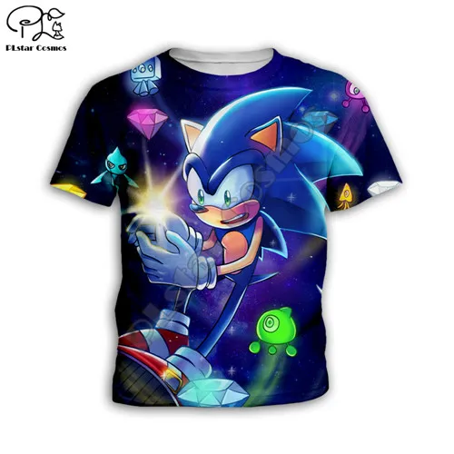 Kids t shirts Дети Аниме Super Sonic с принтом в виде космонавта детские 3d galaxy толстовка с капюшоном и героями мультфильмов Ежик Толстовка с принтом из мультфильмов для мальчиков, пальто на молнии, футболка Штаны - Цвет: Kids t shirts