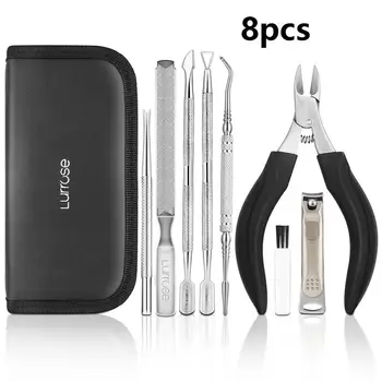 

Lurrose 8PCS Cuticle Pusher Clipper Kit Professional Stainless Steel Nail Trimmer Cleaner Manicure and Pedicure Tools