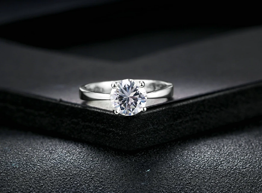 Высокое качество супер 3.5ct обручальные Серебряные Кольца цвет 10 мм сверкающий прозрачный кубический цирконий Кристалл Женское Обручальное кольцо