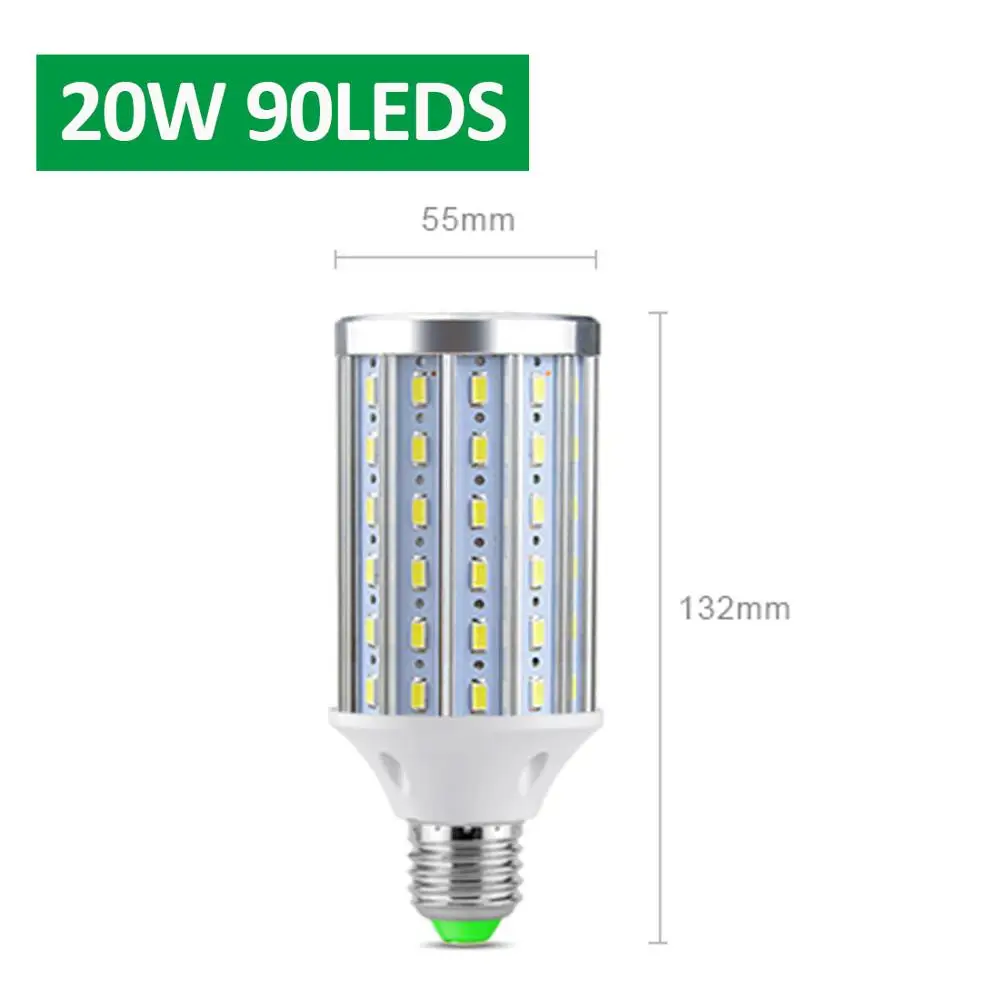 20W 90LEDS Алюминиевый светодиодный светильник для супер светильник большой площади 10 Вт-50 Вт мощная кукурузная лампа E27 Светодиодный светильник 5730 SMD 110 В 220 в украшение дома - Испускаемый цвет: 20W 90LEDS