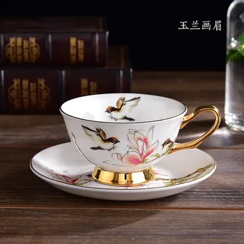 

Chinese Vintage Cup Hand Painted High Quality White Bone China Cup Creative with Spoon Xicara De Cafe Chinese Tea Cups MM60BYD