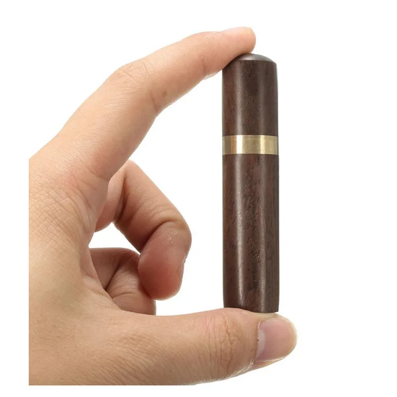 Ebony Wood Toothpick Holder Bucket Mini Box Hiking Portable Craft Handmade Gift 8*1.8cm