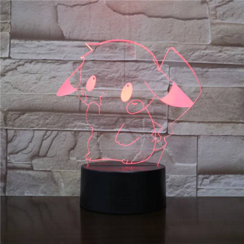 3D иллюзия ночник 7color Изменение Настольная лампа Дракон Pokeball Пикачу Покемон Иви огни детские игрушки Праздничные подарки