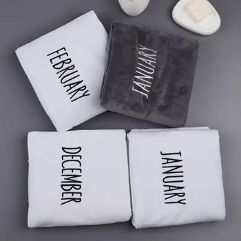 

Microfiber Bath Towel Quick Dry Absorbent Funny Month Letters Embroidery Blanket