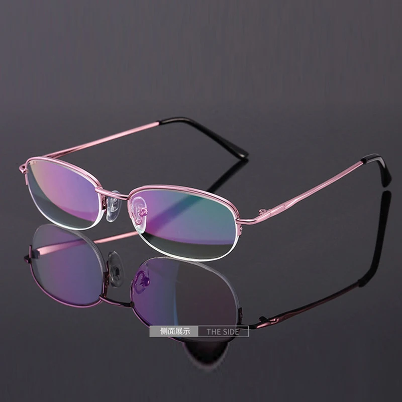 Очки для чтения, Для женщин розовый половина рамки для чтения металлический газета очки с футляром