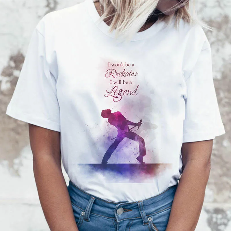 

2019 New Freddie Mercury T Shirt Women Harajuku Vintage Ullzang T-shirt Fashion Queen Tshirt 90s Graphic Rock Top Tee Female