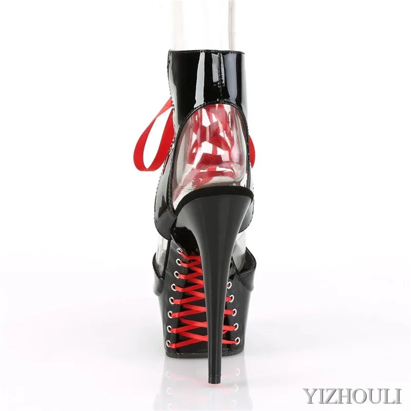 Fashion ladies sandals with 15cm heels, party shoes with painted ribbon, stage performance, dancing shoes