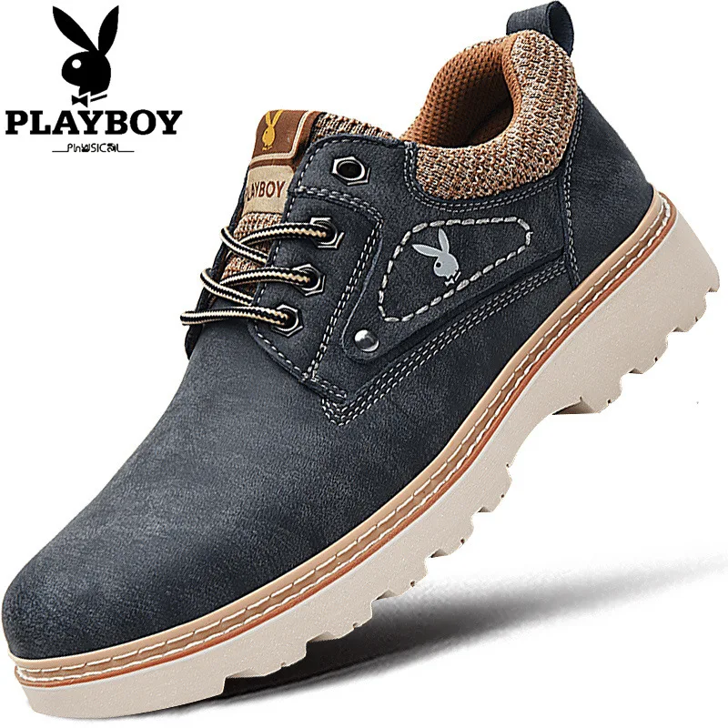 

PLAYBOY Men Shoes 2019 Autumn And Winter New Style Youth Business Casual Leather Shoes Men Trend Thick Bottomed Big Head Shoes