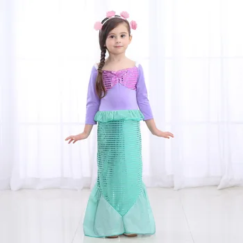 

Christmas Girl Mermaid Costume Long Sleeve Princess Skirt Cartoon Girls Fall Outfits Carnaval Costumes Mermaid Dress for Kids