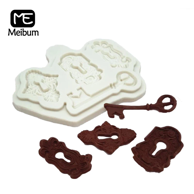Meibum Locks Key Silicone Fondant Cake Mold Homemade Gum Paste Sugar Craft Pan Dessert Pastry Decorating Mould Baking Tools | Дом и сад